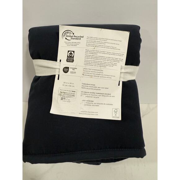 Pottery Barn Teen Super Plush Stripe Standard Sham Navy Blue 20x26 NWT - Picture 3 of 4